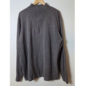 Stetson 100% Wool Sweater Mens XL Gray Mock Neck Quarter Zip Elbow‎ Patch